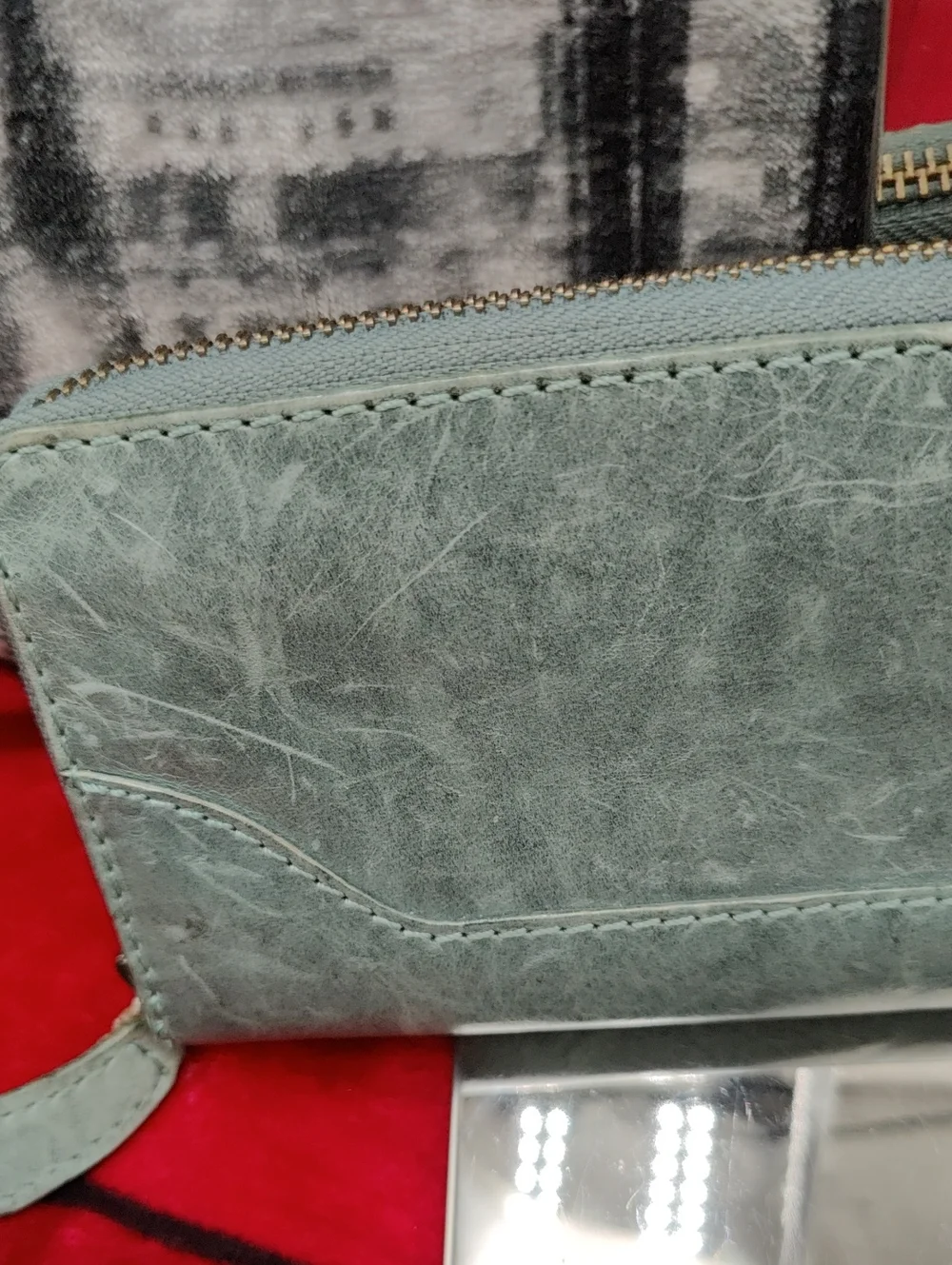 Frye Melissa Sage Green Leather Wallet